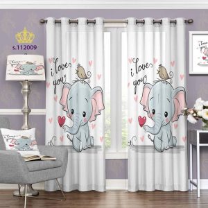 پرده تصویری طرح فیل با زمینه سفید